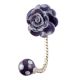 Purple Flower Ceramic Wall Hook in Silver Fitting